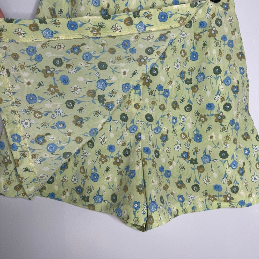 A. Byer Floral‎ Skort Women Size 7 Lime Green EUC Vintage 90s Style Mini Skirt - Picture 3 of 7